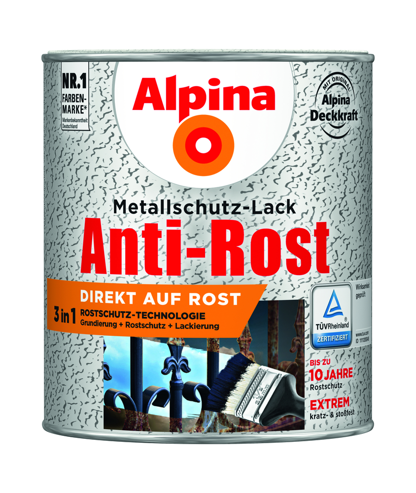 ALPINA FARBEN Metallschutzlack Eisenglimmer grau 0,75l dunkelgrau Anti-Rost