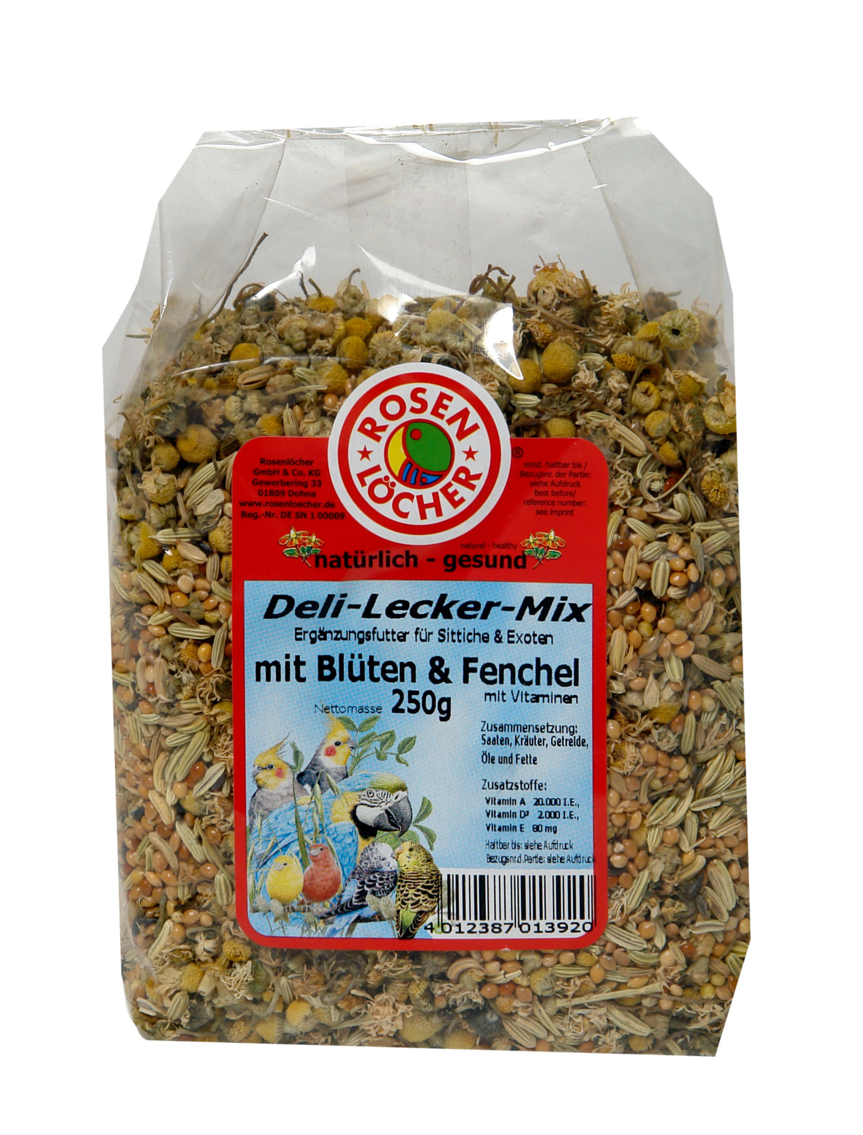 ROSENLÖCHER - DeliLeckerMix Blüten/Fenchel 250g Ergänzungsf. f. Wellensittiche