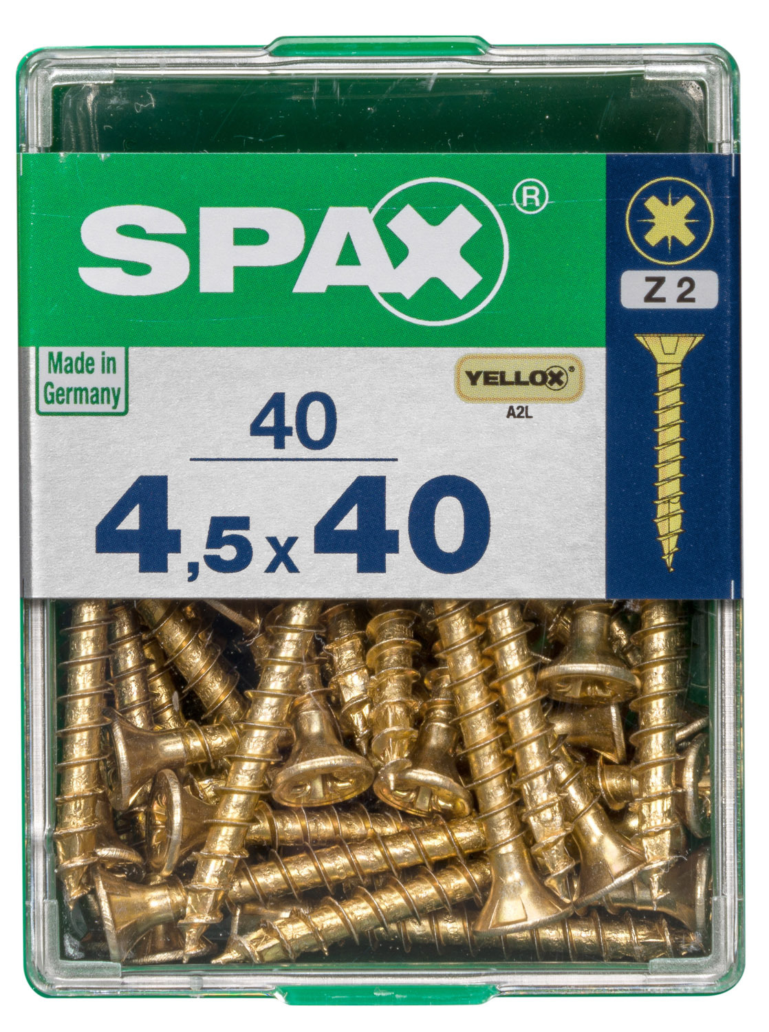 SPAX INTERNATIONAL GMBH & CO. KG - ENNEP Universalschrauben gelb vz VG 4,5x40 mm SeKo Pozi Pack M (40 Stück)