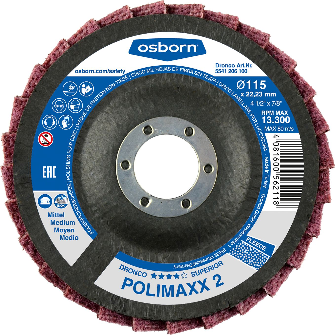 DRONCO Fächerscheibe Polimaxx 2 115x22,23 mm bombiert