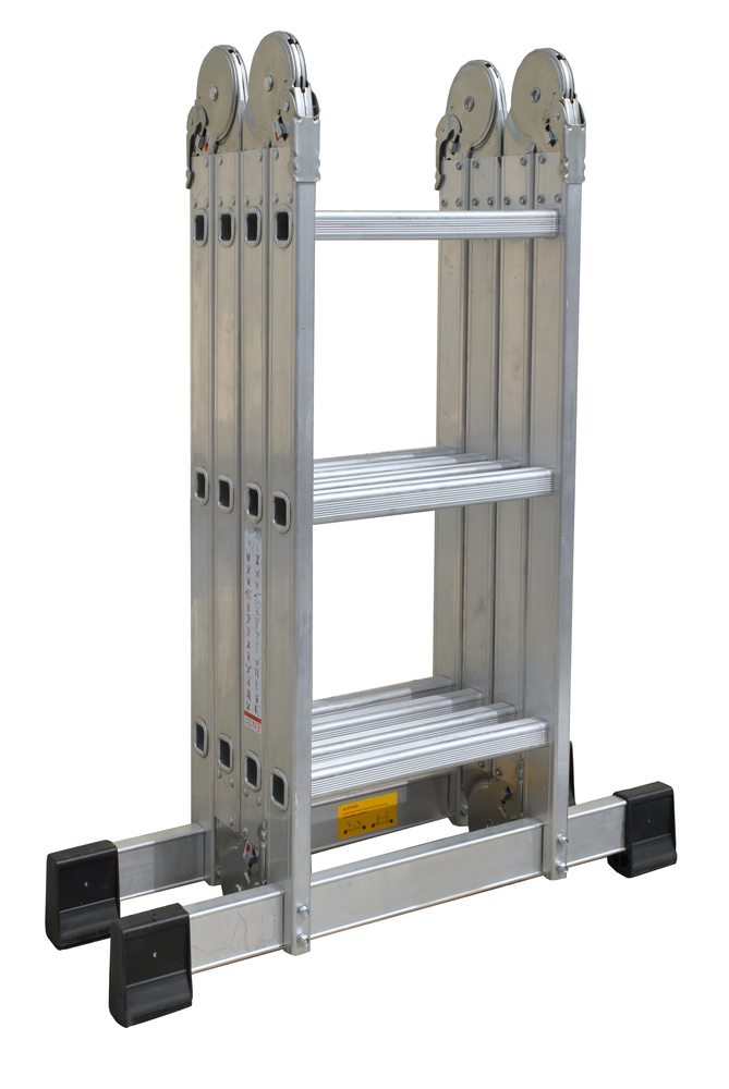 PRO-BAU-TEC PROFI-BAU-TECHNIK Vielzweckleiter Alu 4x3 Sprossen mit 2 Arbeitsplattformen