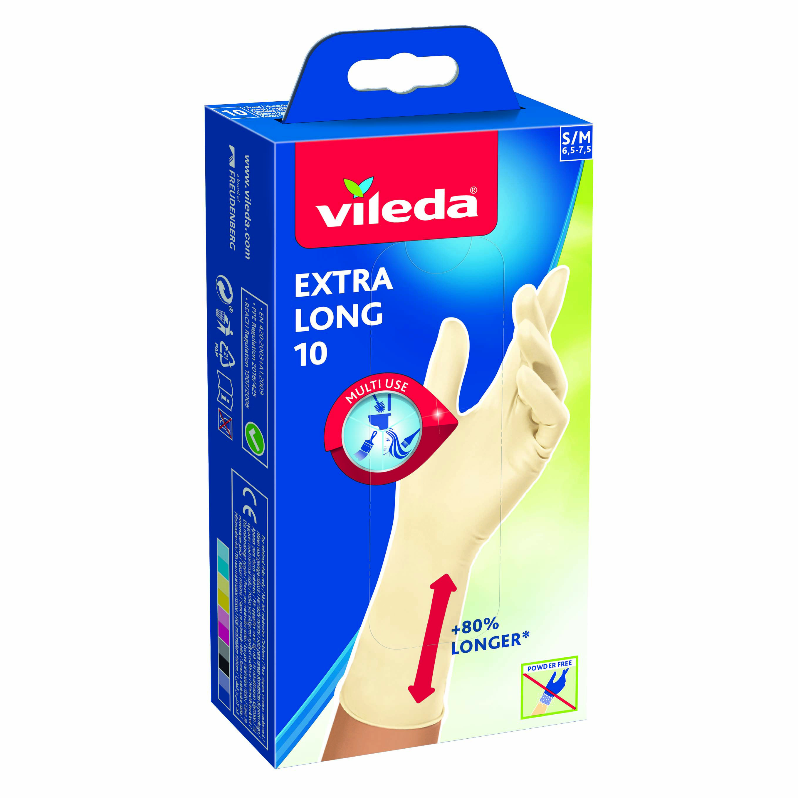 VILEDA Handschuhe Haushalt Extra Long 10 S/M 