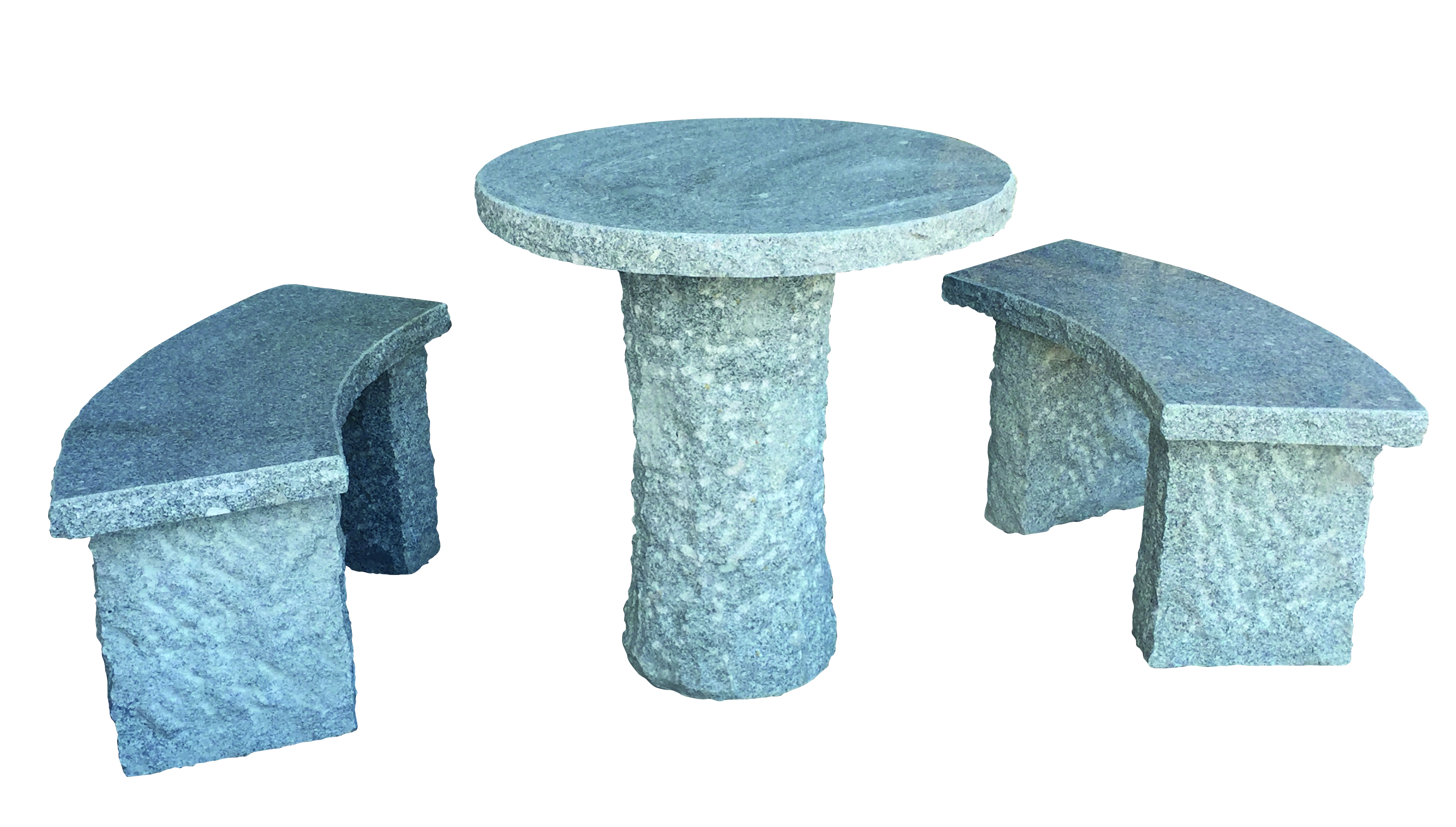 GEUKES GMBH & CO.KG Granit-Sitzgruppe Bernau Tisch rund Tisch 75x75cm, Bank  100x35cm