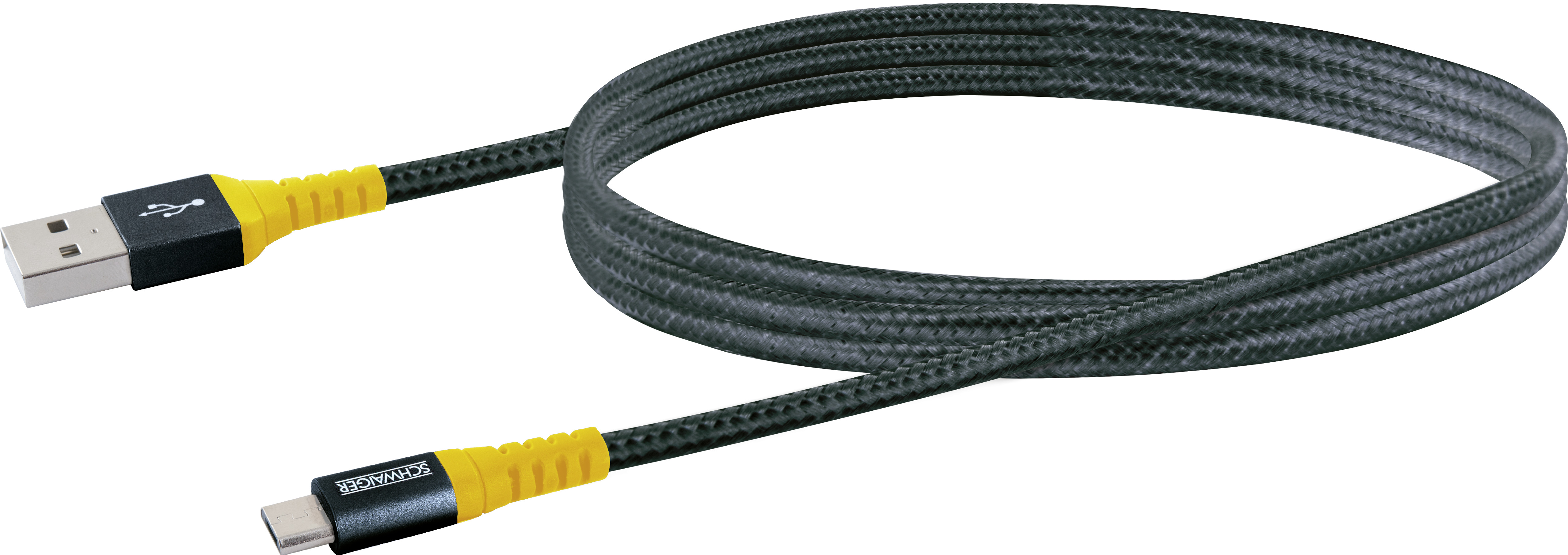 CONNECT Micro USB Sync& Lade Kabel 1.2m schwarz/gelb