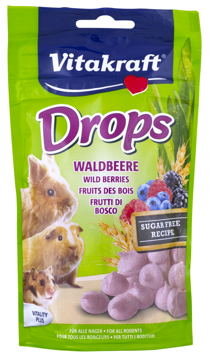 VITAKRAFT Nagerfutter Drops Waldbeere, 75g 