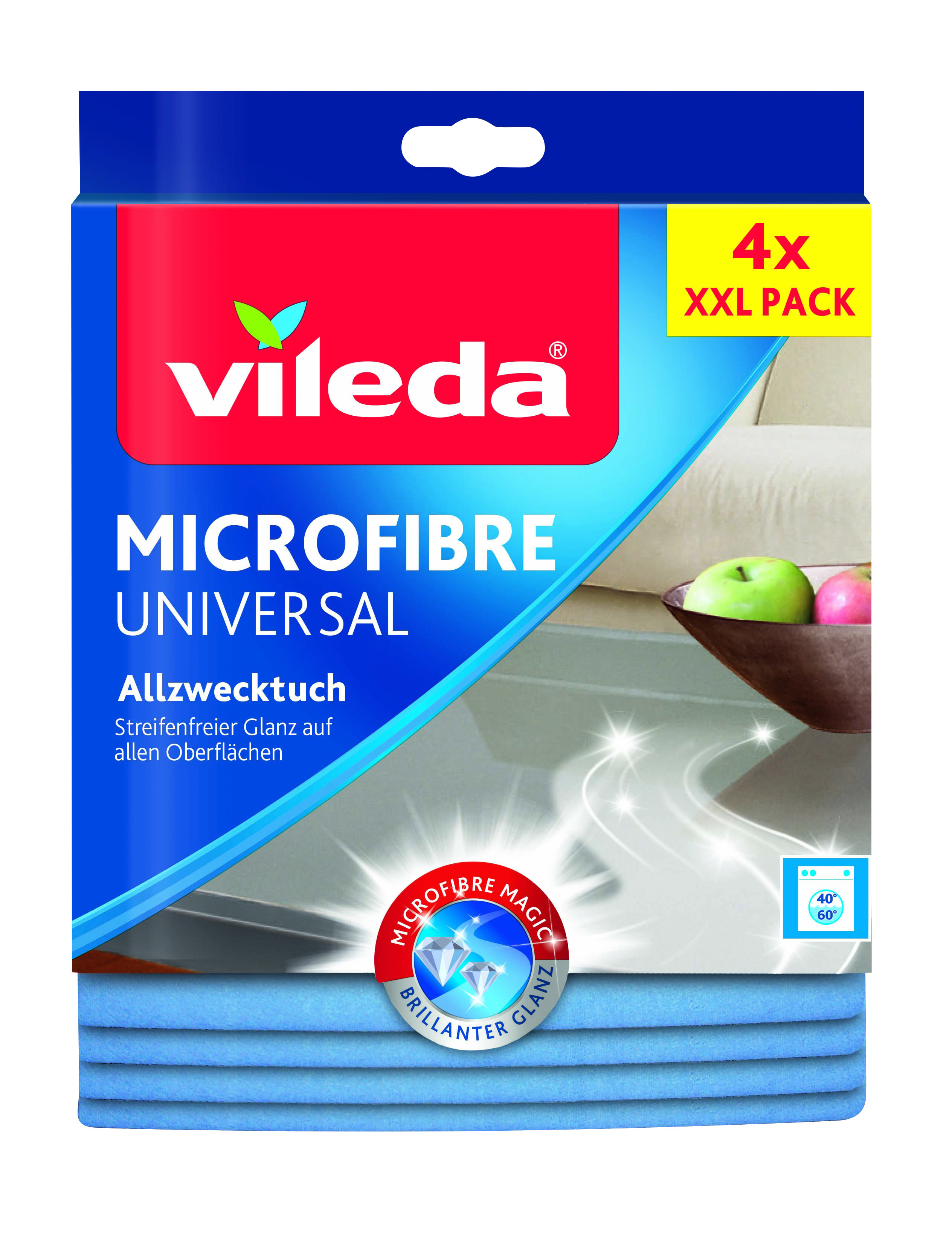 VILEDA Allzwecktuch Microfaser Geruchsstop 4er Sparpack