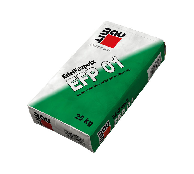 Edelfilzputz EFP 01 weiß 25kg BAUMITBAYOSAN Edelfilzputz EFP 01 weiß 25kg Strukturkorn Kalkstein, Körnung 0-1mm