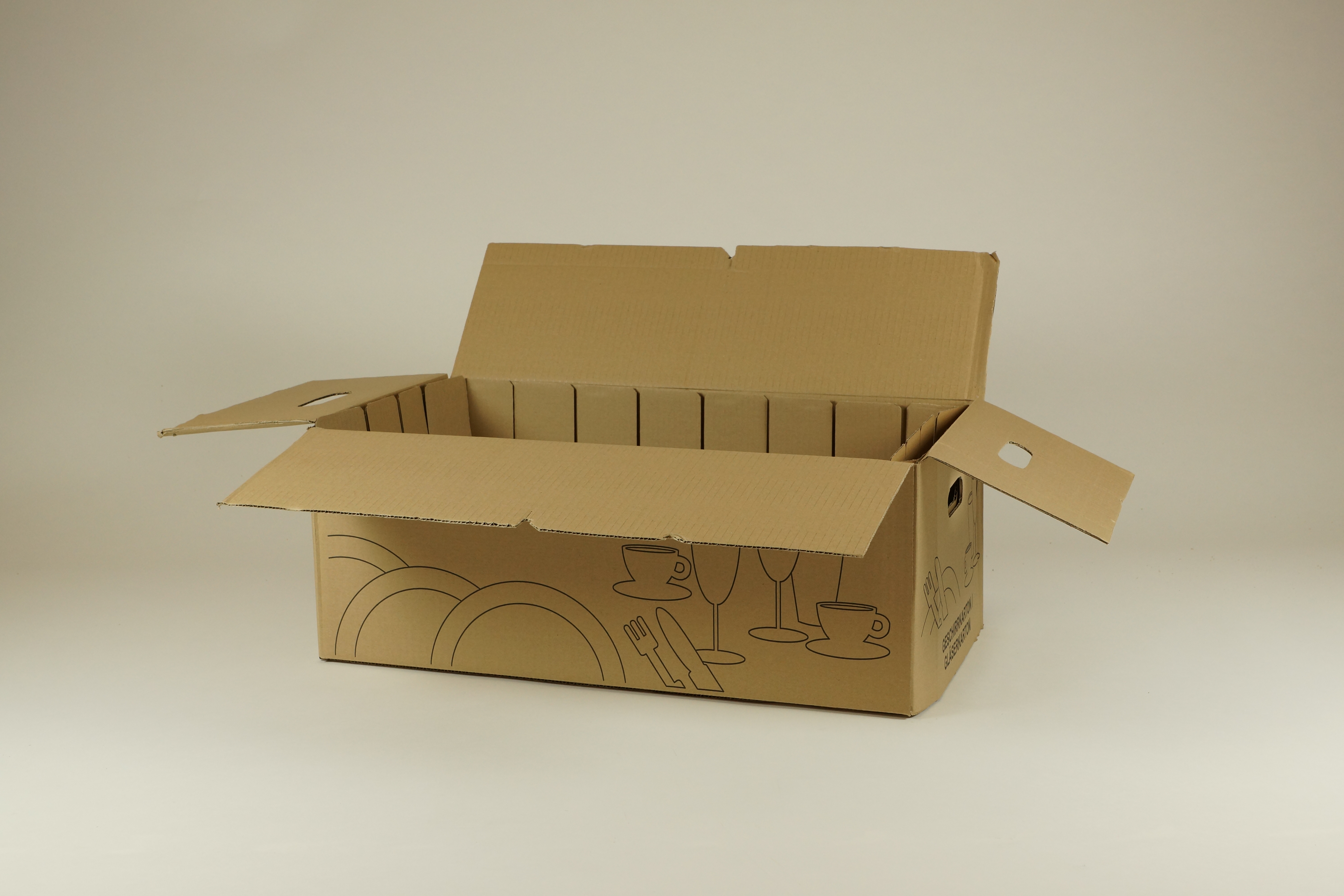 DMG AKTIENGESELLSCHAFT Geschirrkarton 2 Stück  mit Gefacher 62x31,6x23cm 1-wellig