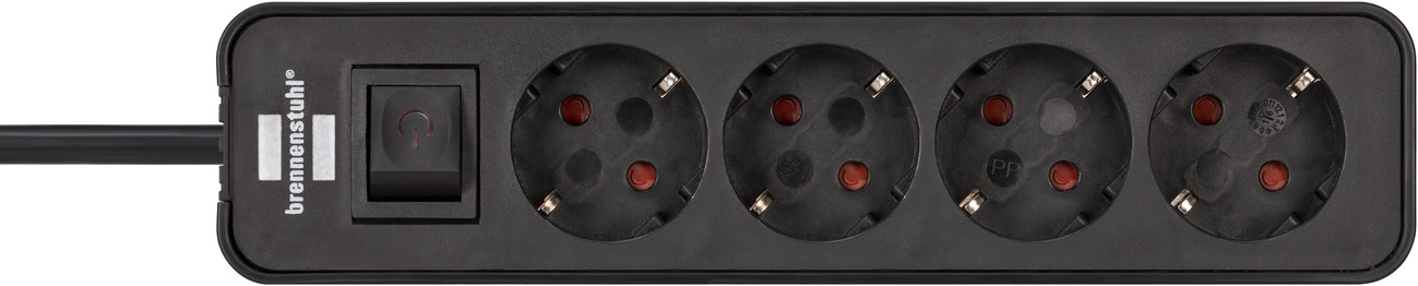 BRENNENSTUHL Steckdosenleiste Ecolor 4-fach schwarz Schalter Kabel 1,5m