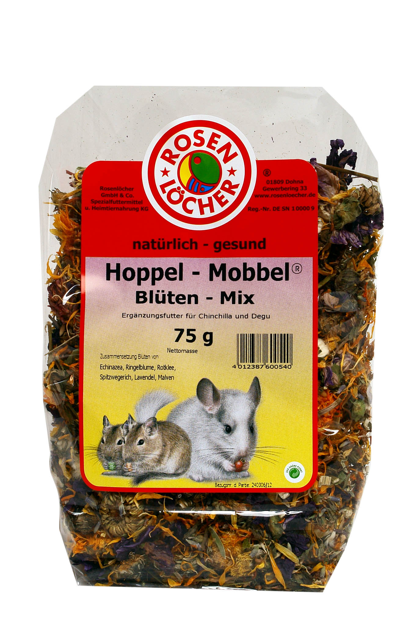 ROSENLÖCHER - Blüten Mix für Nager 75g Einzelfuttermittel