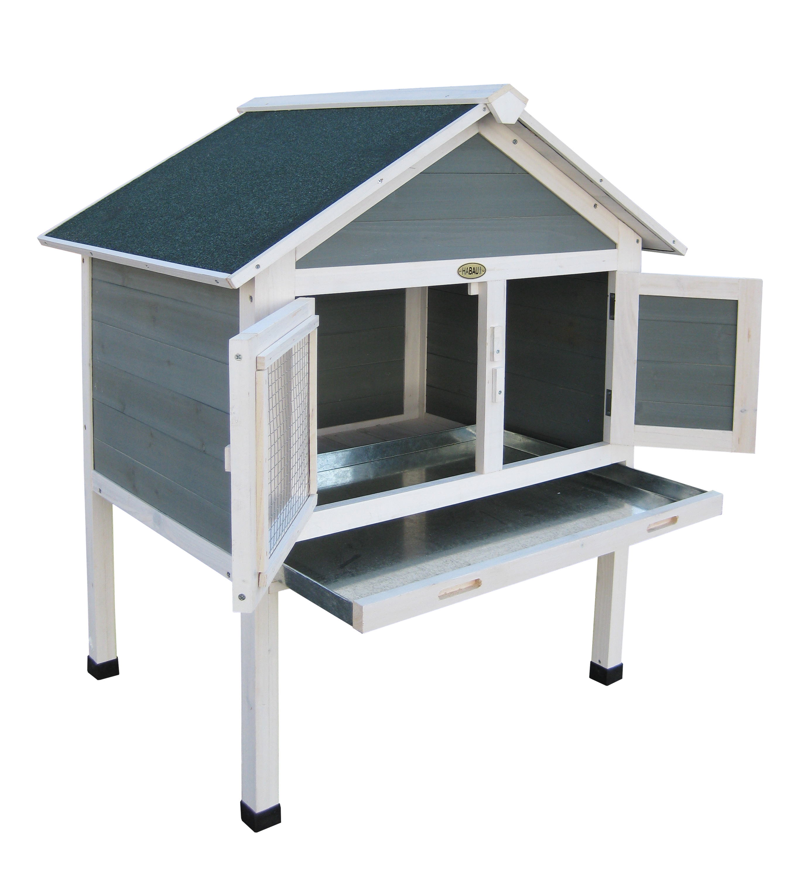 Kleintierbehausung Rabbit B75xT56xH100cm HABAU GMBH Kleintierbehausung Rabbit B75xT56xH100cm grau-weiss