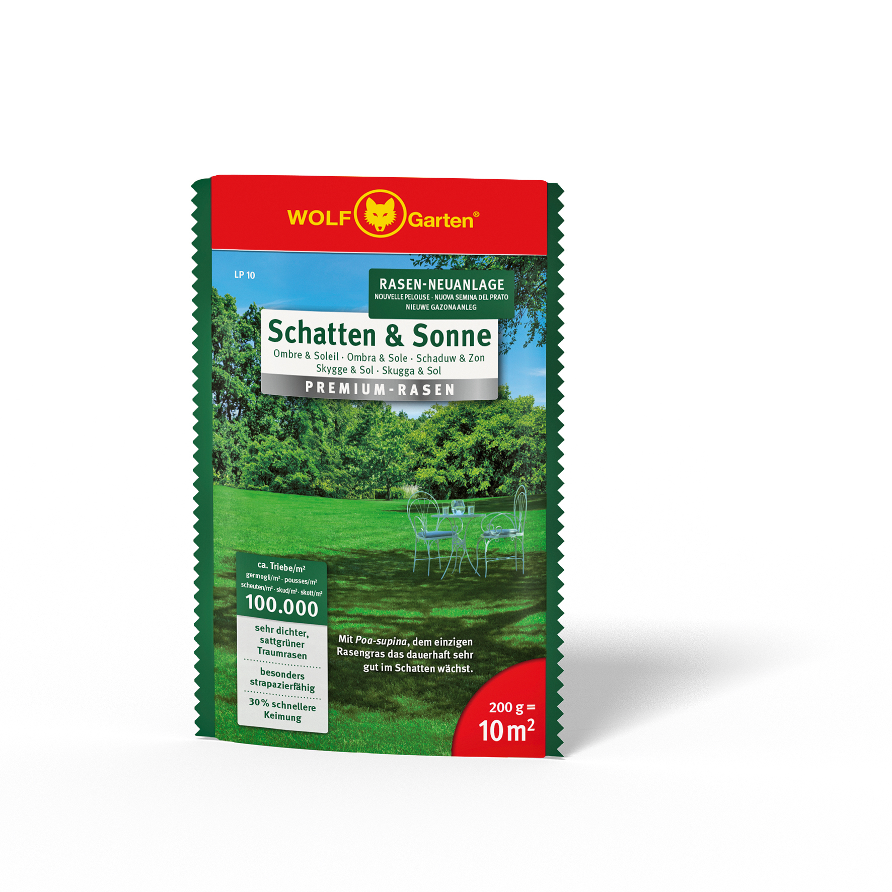 MTD PRODUCTS AG  -  WOLF GARTEN Rasen-Samen Supra für 10 qm 0,2 kg für 10m²