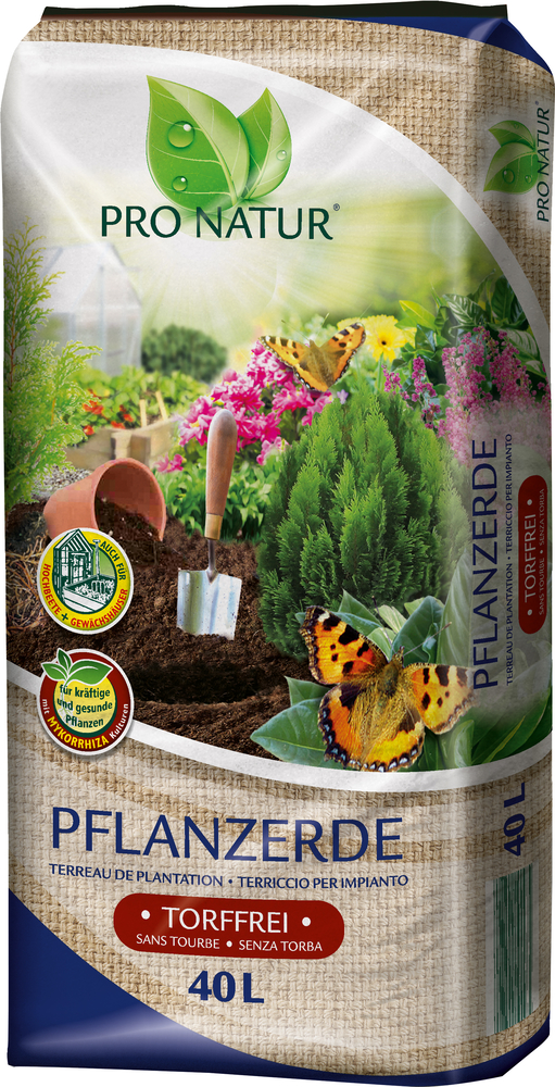 GREGOR ZIEGLER GMBH Pro Natur Pflanzerde 40l Torffrei mit Gartenfaser und Mykorrhiza