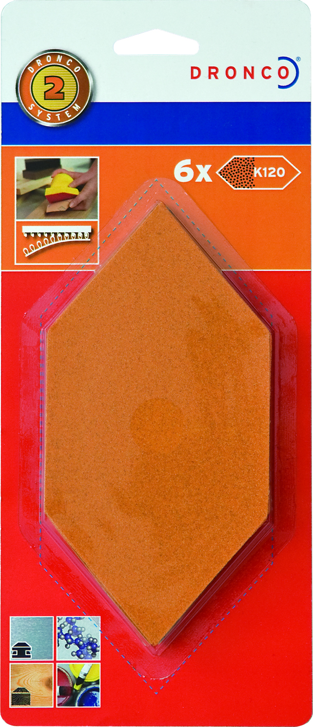 DRONCO Sechseck-Schleiferblätter K120 (6 Stück) 