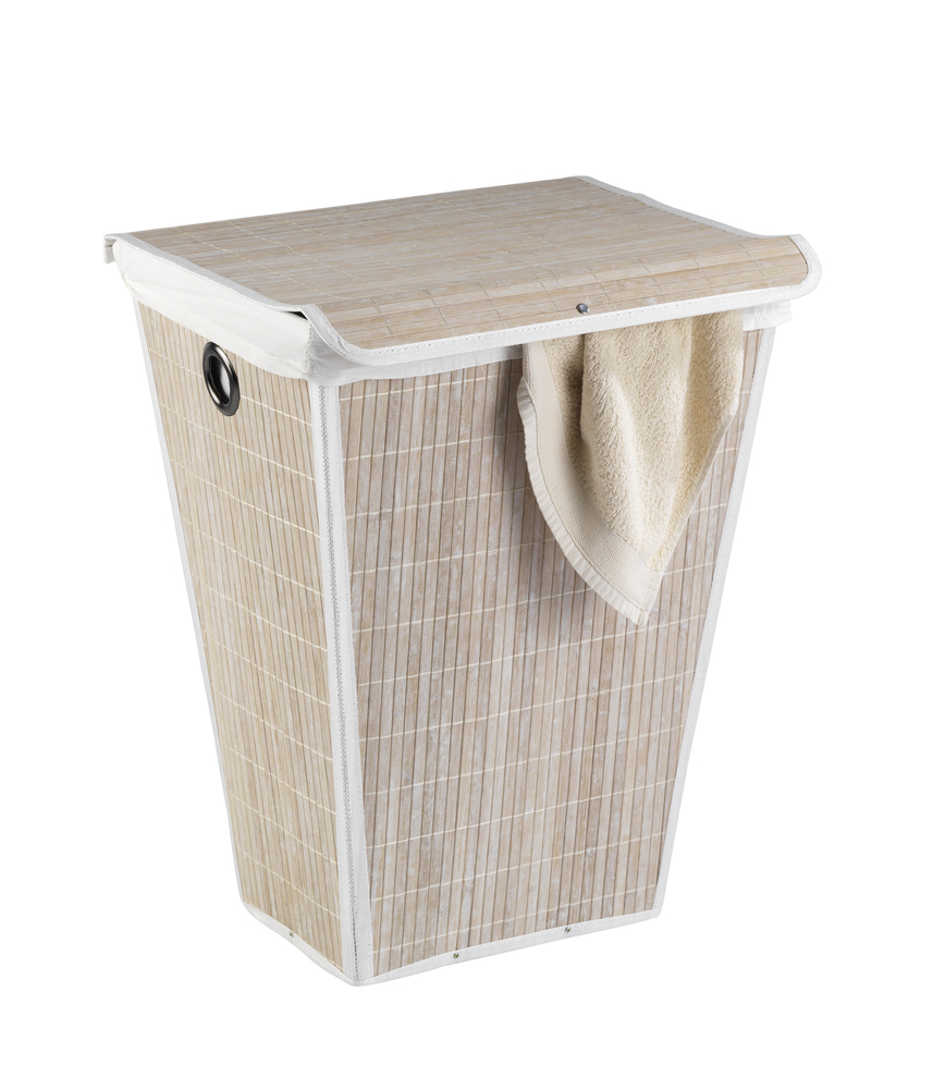 WENKO WENSELAAR GMBH  KG Wäschetruhe Bamboo konisch, weiß BD-ACC