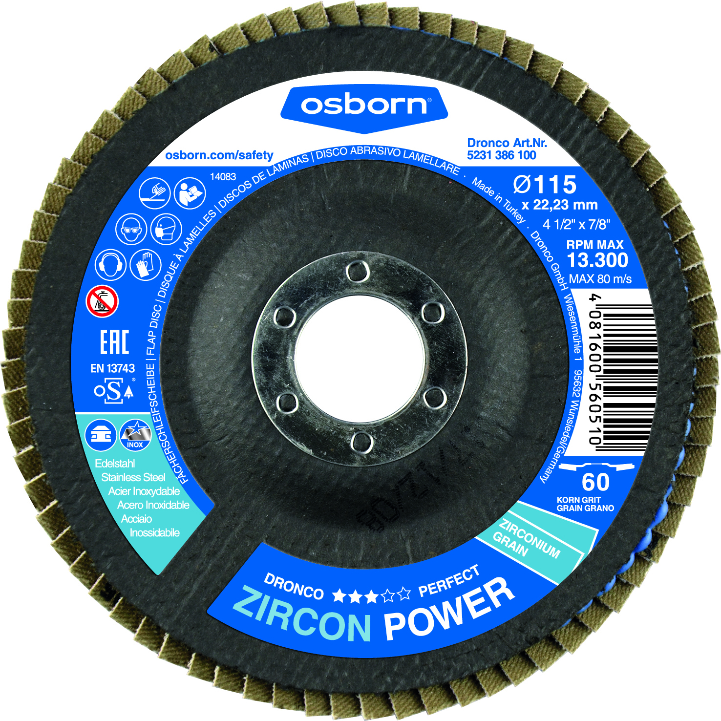 DRONCO Fächersch. Zircon Power 60 115x22,23 mm bombiert