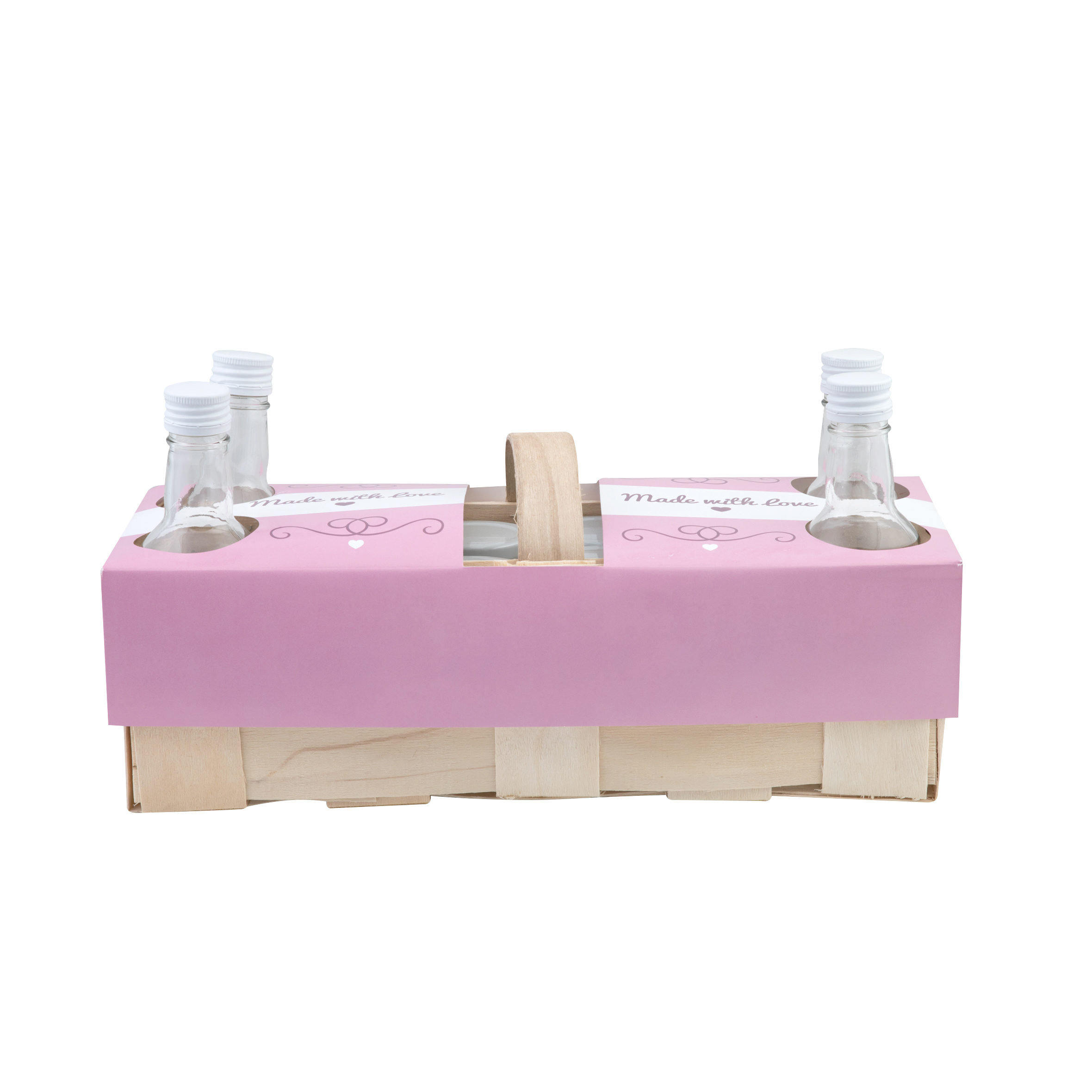 Gläser-Flaschen-Set im Korb 12tlg - WESEL Gläser-Flaschen-Set im Korb 12tlg 4 Flaschen 200ml + 8 Gläser 190 ml