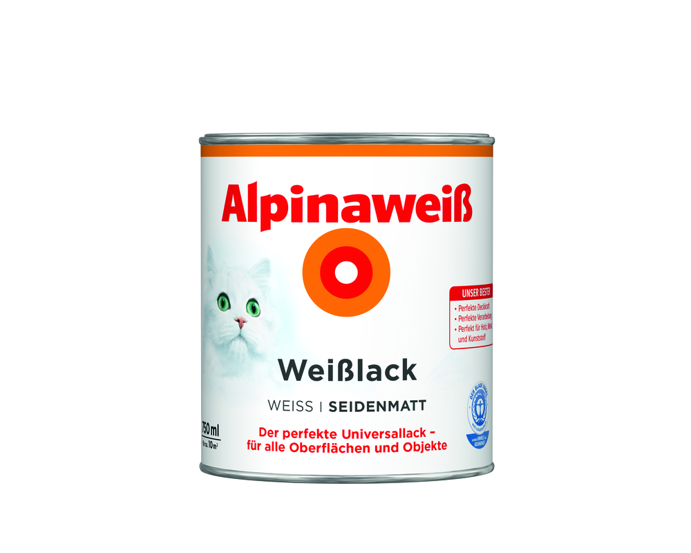 ALPINA FARBEN Alpinaweiß Weißlack seidenmatt 750ml 