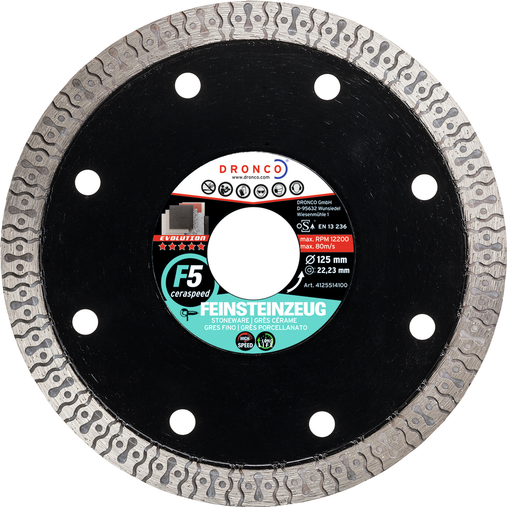 DRONCO Dia-Scheibe F5 cerasp. 115x1,2x22,23 mm Fliesen und Feinsteinzeug Evolution