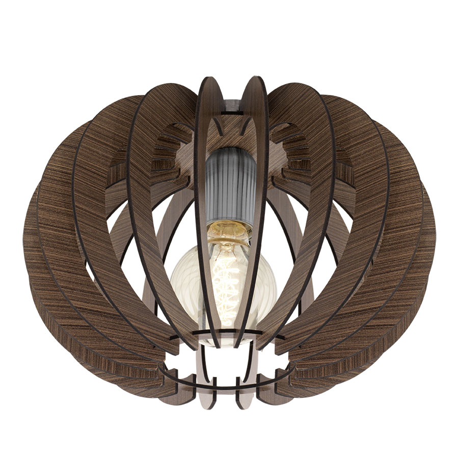 EGLO LEUCHTEN Wand-/Deckenleuchte Stellato E27 60W Ø300 braun/Nickel-matt Holz ohne LM