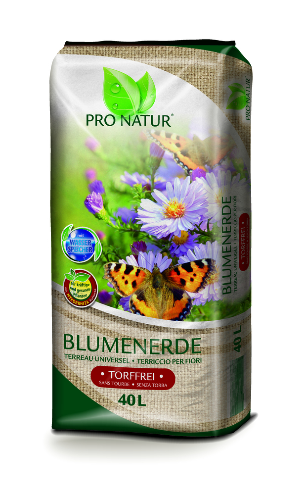 GREGOR ZIEGLER GMBH Pro Natur Blumenerde Torffrei 40l m.Gartenfas. Wasserspeicher u.Mykorrhiza