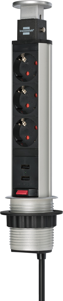 BRENNENSTUHL Tischsteckdosenleiste 3-fach 2m 2xUSB H05VV-F3G1.5