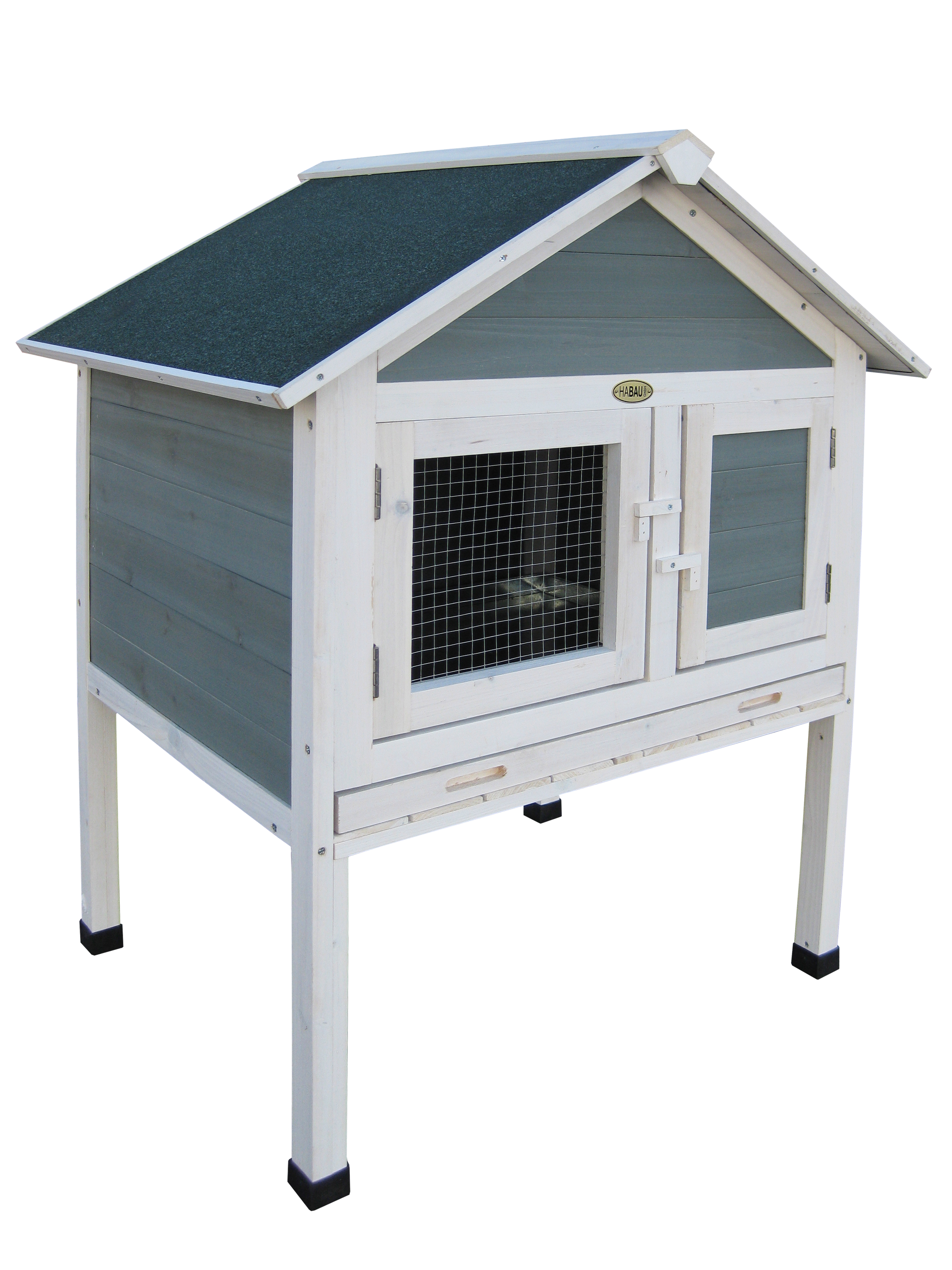 Kleintierbehausung Rabbit B75xT56xH100cm HABAU GMBH Kleintierbehausung Rabbit B75xT56xH100cm grau-weiss