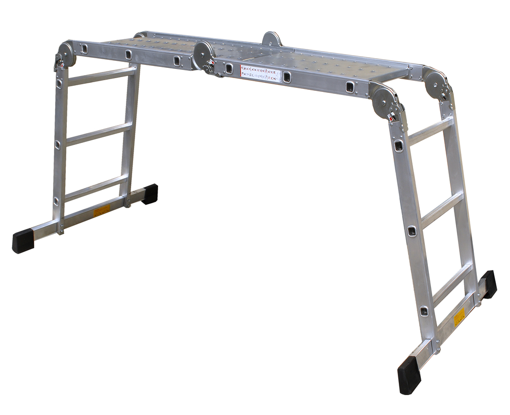 PRO-BAU-TEC PROFI-BAU-TECHNIK Vielzweckleiter Alu 4x3 Sprossen mit 2 Arbeitsplattformen
