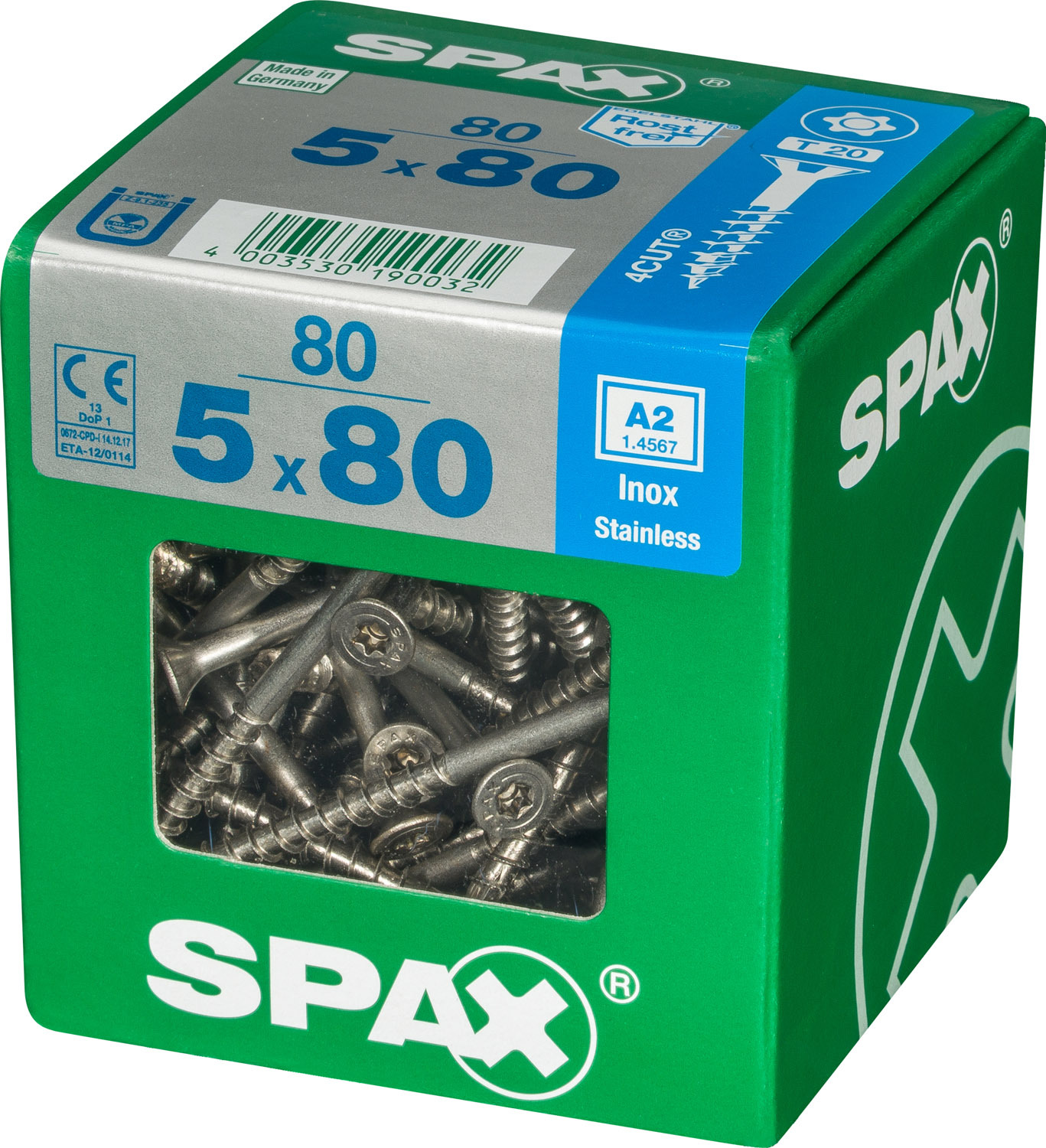 SPAX INTERNATIONAL GMBH & CO. KG - ENNEP Universalschrauben rfr A2 TG 5,0x80 mm SeKo T-Star Plus Pack XL (80 Stück)