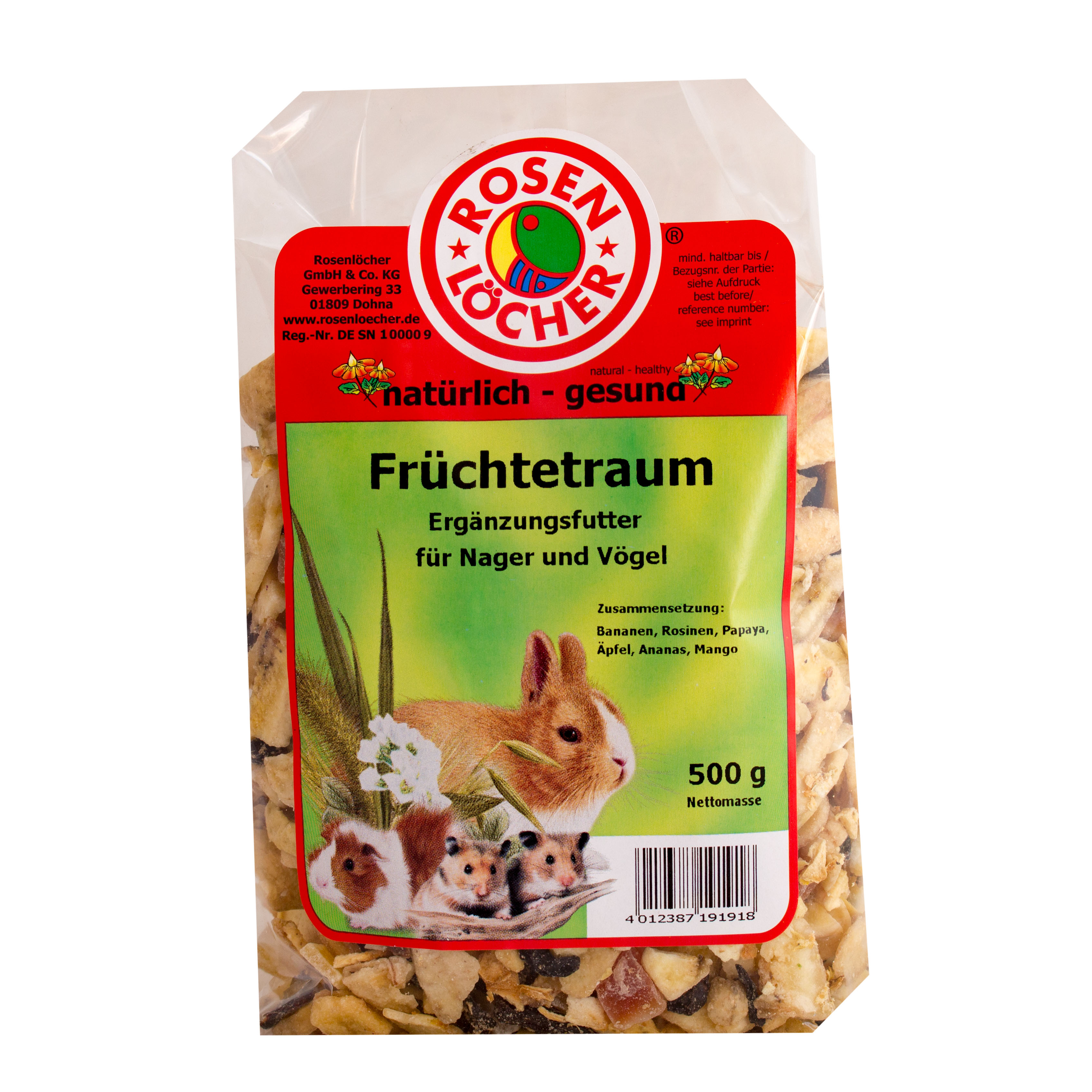 ROSENLÖCHER - Früchtetraum Nager und Vögel 500g Alleinfutter