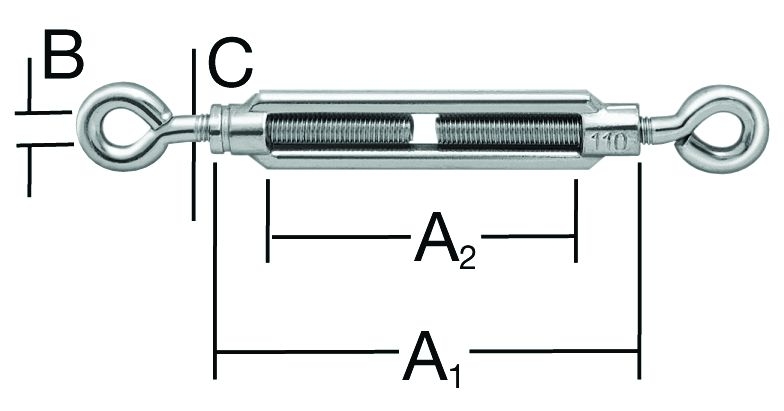 VORMANN AUGUST GMBH & CO KG Spannschloss Öse/Öse verz. M8x110 mm 