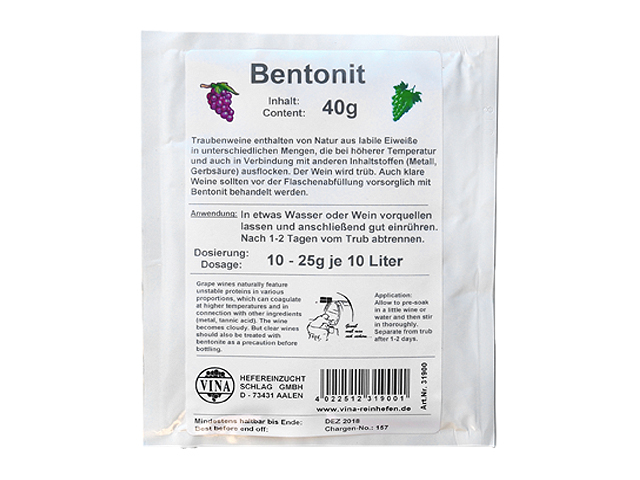 HEFEREINZUCHT SCHLAG GMBH Bentonit 40g 