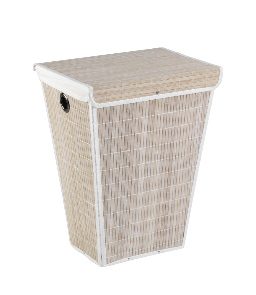 WENKO WENSELAAR GMBH  KG Wäschetruhe Bamboo konisch, weiß BD-ACC