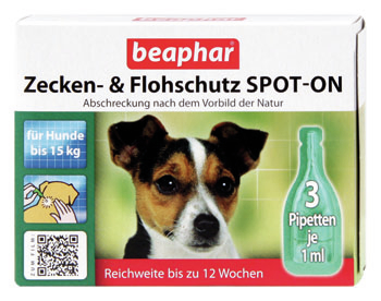BEAPHAR Zecken- und Flohschutz SPOT-ON 3x1ml SPOT-ON für kleine Hunde (bis 15kg)