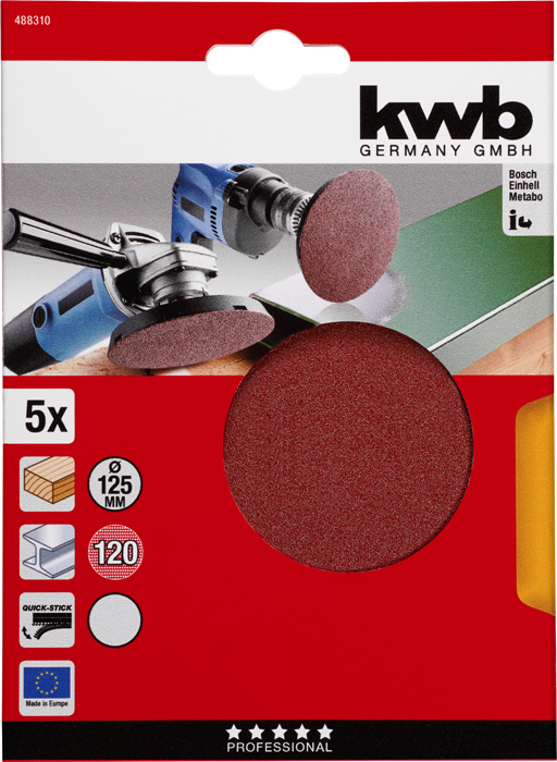 KWB BURMEISTER Schleifscheiben Ø125 mm K120 (5 Stück) kwb DIY