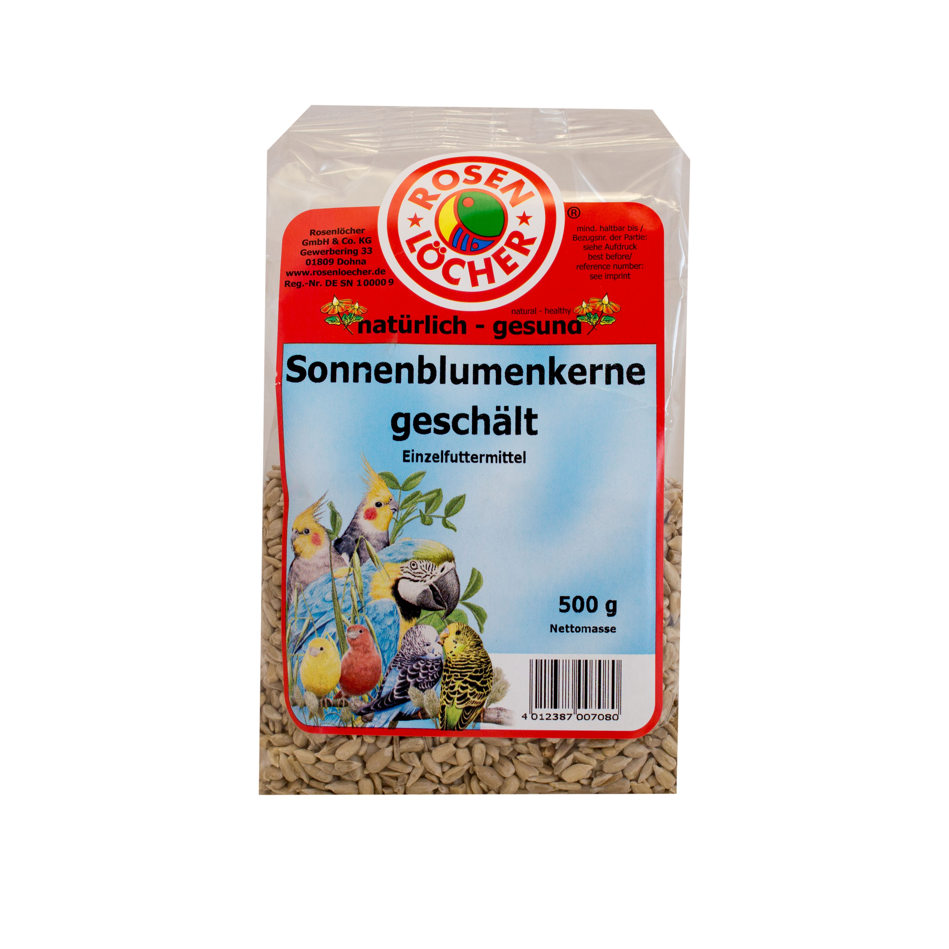 Sonnenblumenkerne geschält 500g ROSENLÖCHER - Sonnenblumenkerne geschält 500g Einzelfuttermittel