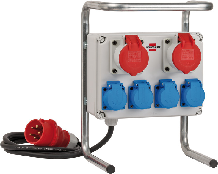 BRENNENSTUHL Kleinstromverteiler Kabel H07 RN-F-3G 2m 2xCEE 400V/16A und 4xSchuko 230V