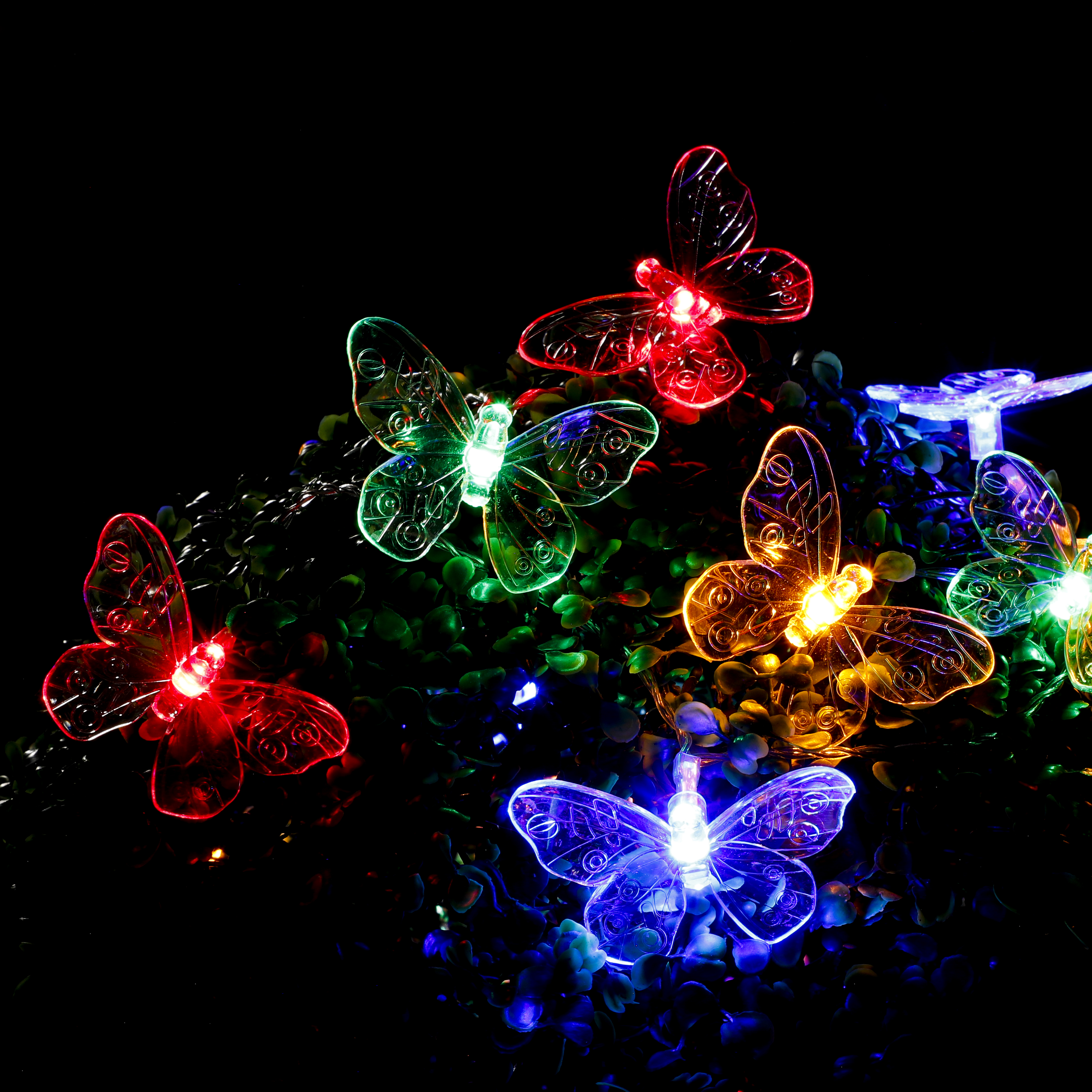 HAUSHALT INTERNATIONAL IM-U.EX Solarlichterkette LED Schmetterling bunt mit 24 LED