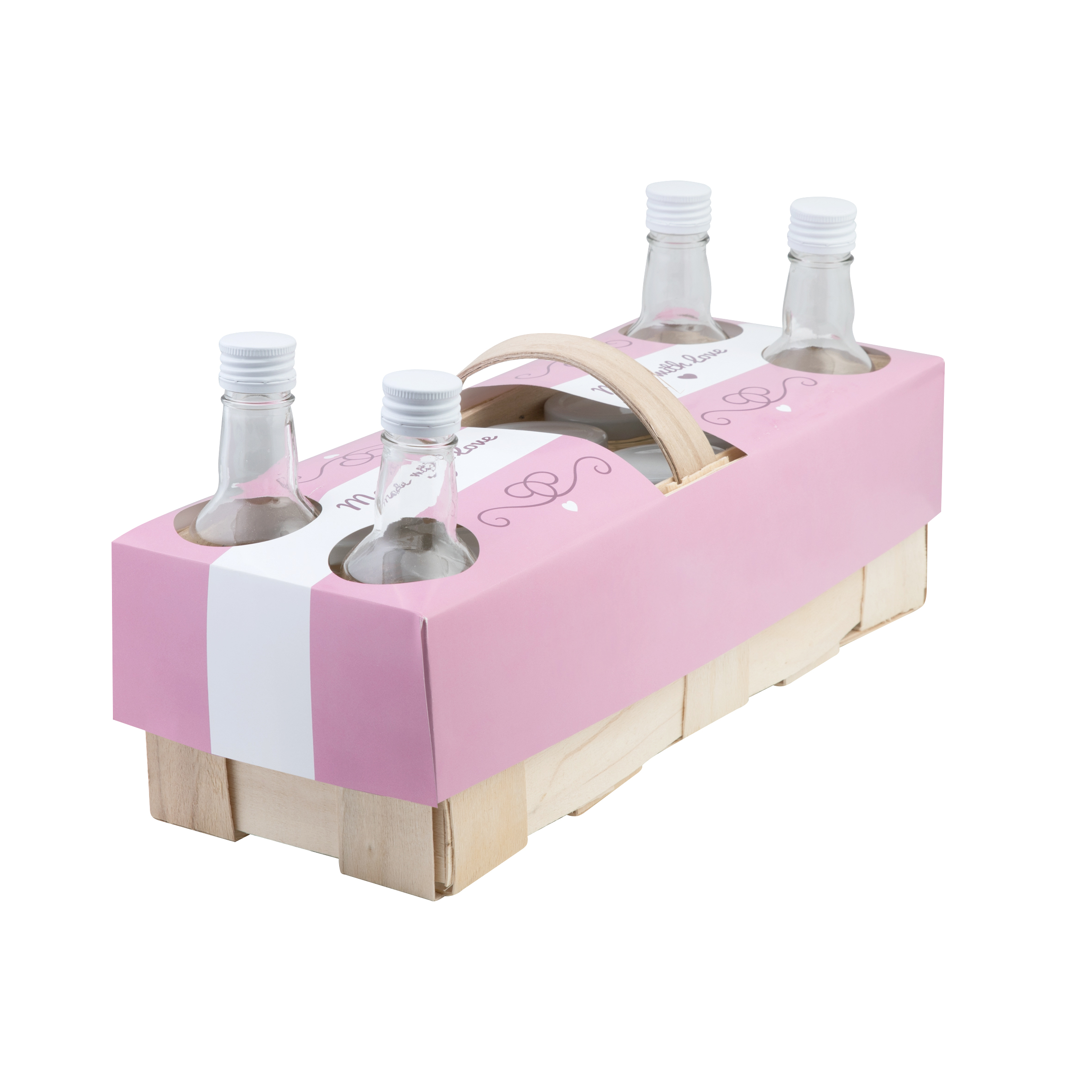 Gläser-Flaschen-Set im Korb 12tlg - WESEL Gläser-Flaschen-Set im Korb 12tlg 4 Flaschen 200ml + 8 Gläser 190 ml