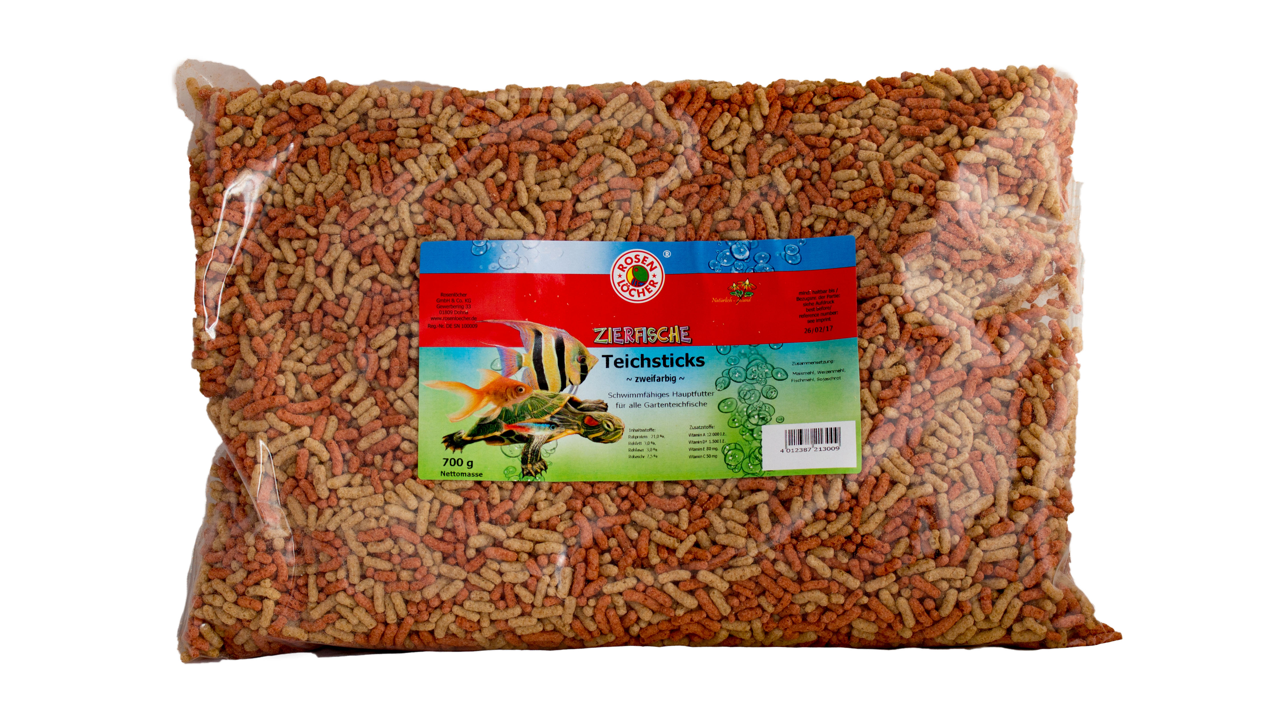 Teichsticks gelb/rot Nach. f.5l 700g/Btl ROSENLÖCHER - Teichsticks gelb/rot Nach. f.5l 700g/Btl