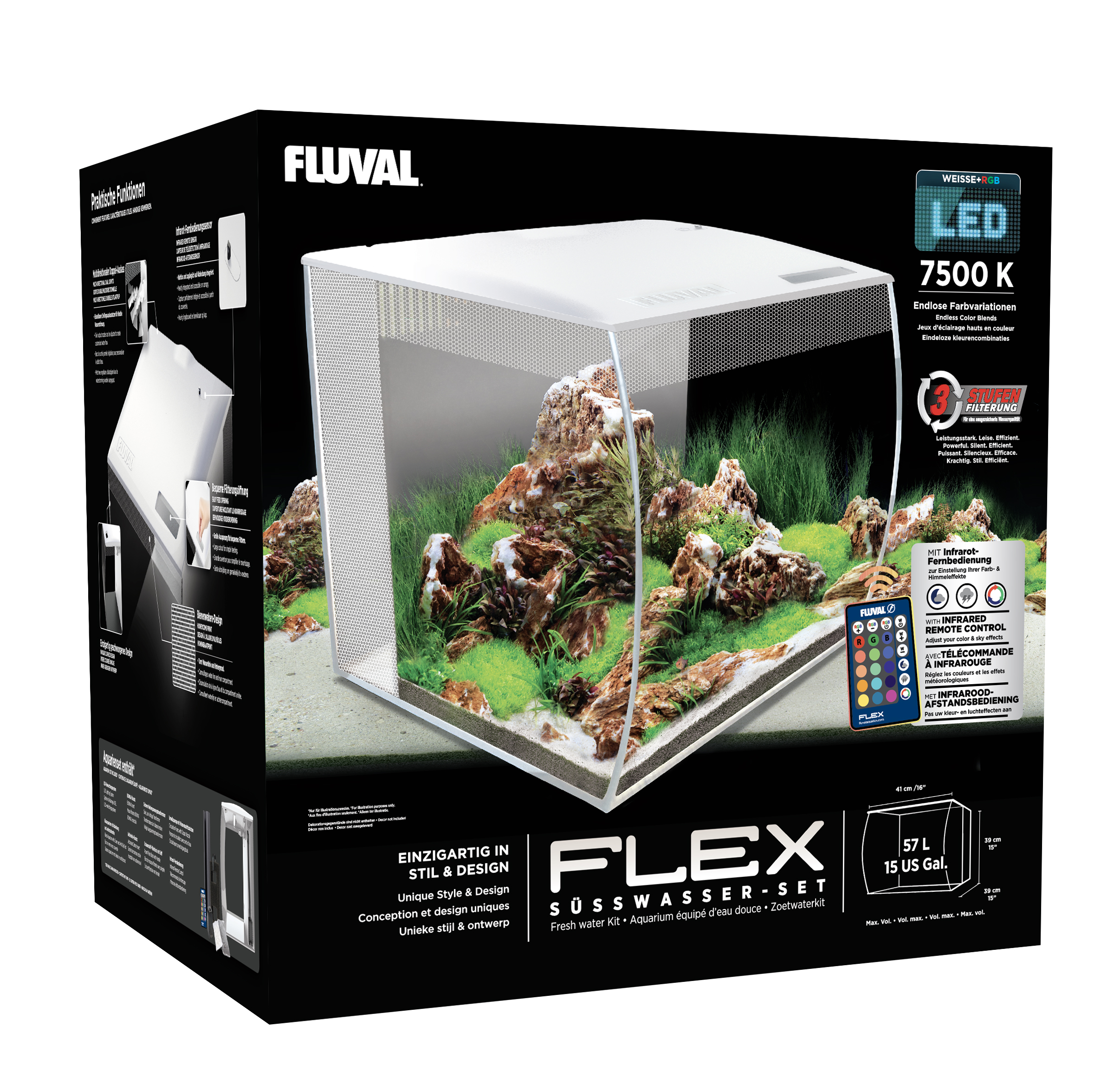 HAGEN DEUTSCHLAND GMBH & CO KG Flex Aquarium weiß Set 57 L Fluval