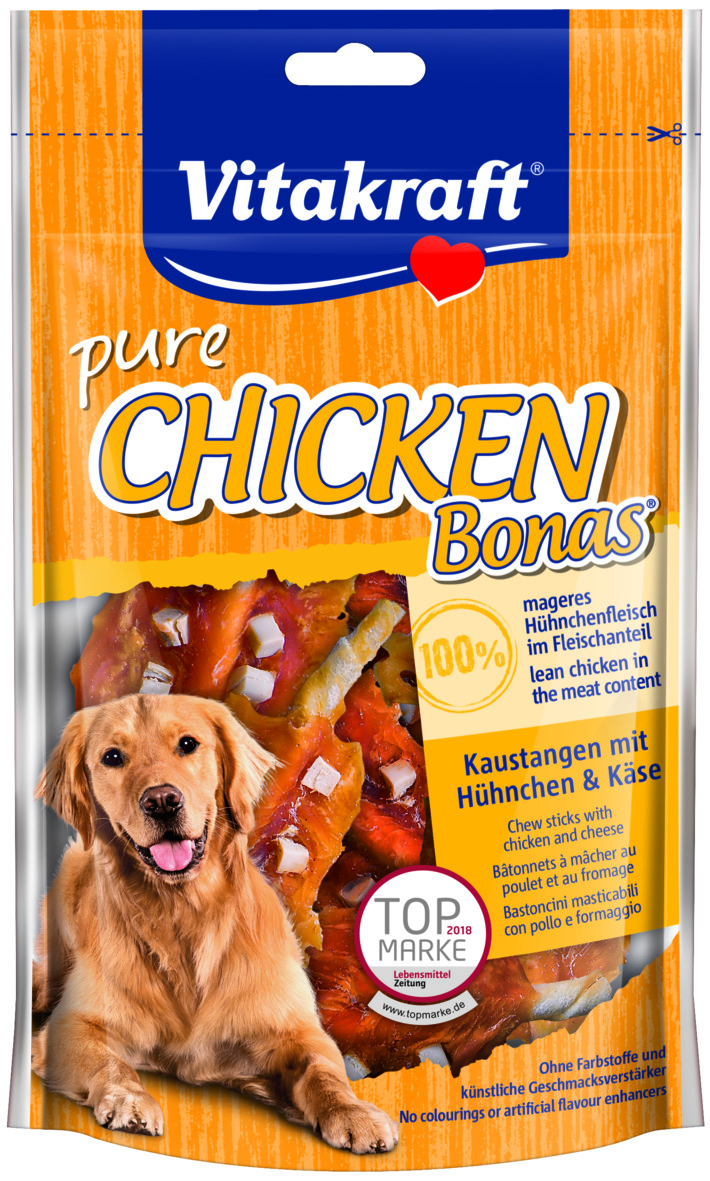 VITAKRAFT BONAS Hühnerfilet Kaustange mit Käse 80g für Hunde