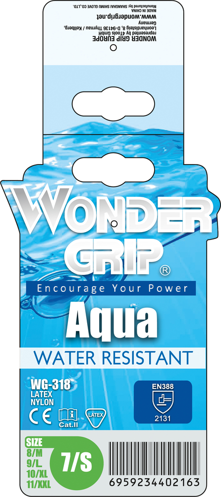 TRIUSO Handschuhe Wonder Grip Aqua Gr.11 blau 2-Fach getaucht Latex